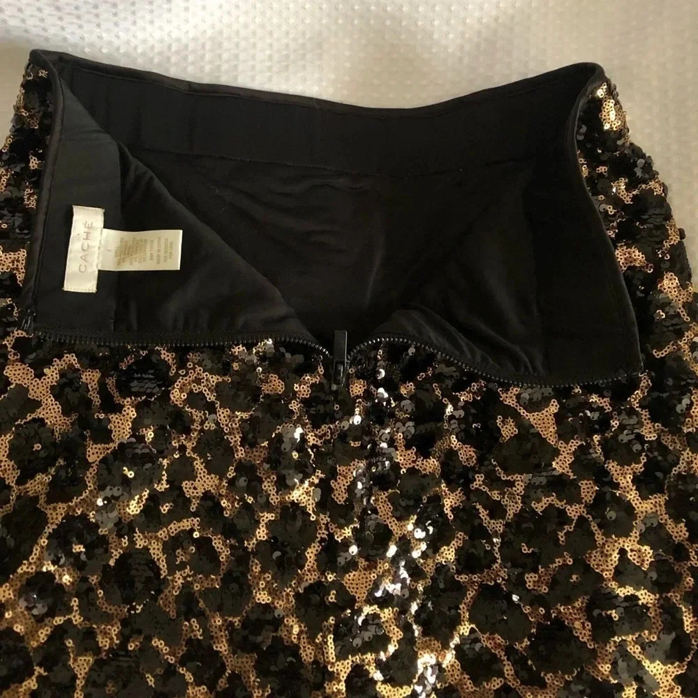 Cache Sequin Encrusted Pencil Lined Skirt New Day… - image 7